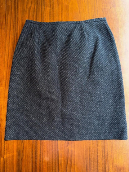 Lauren by Ralph Lauren Women's Bias Stripe Wool Mini Skirt Grey - Size 4