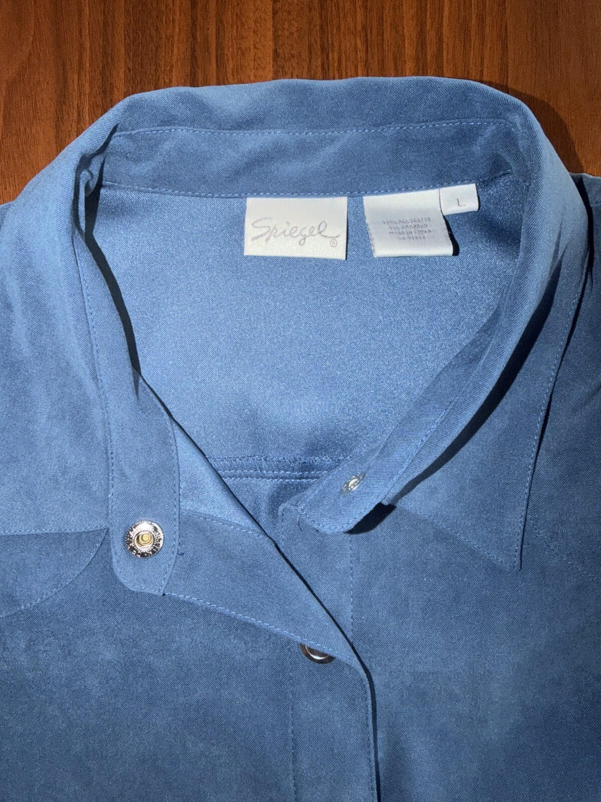 Vintage Spiegel Women's Blue Faux Suede Button Down - Size L