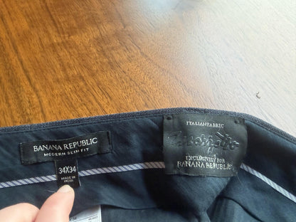 Banana Republic Men's Modern Slim Italian Marzotto Wool Dress Pants - Size 34x34