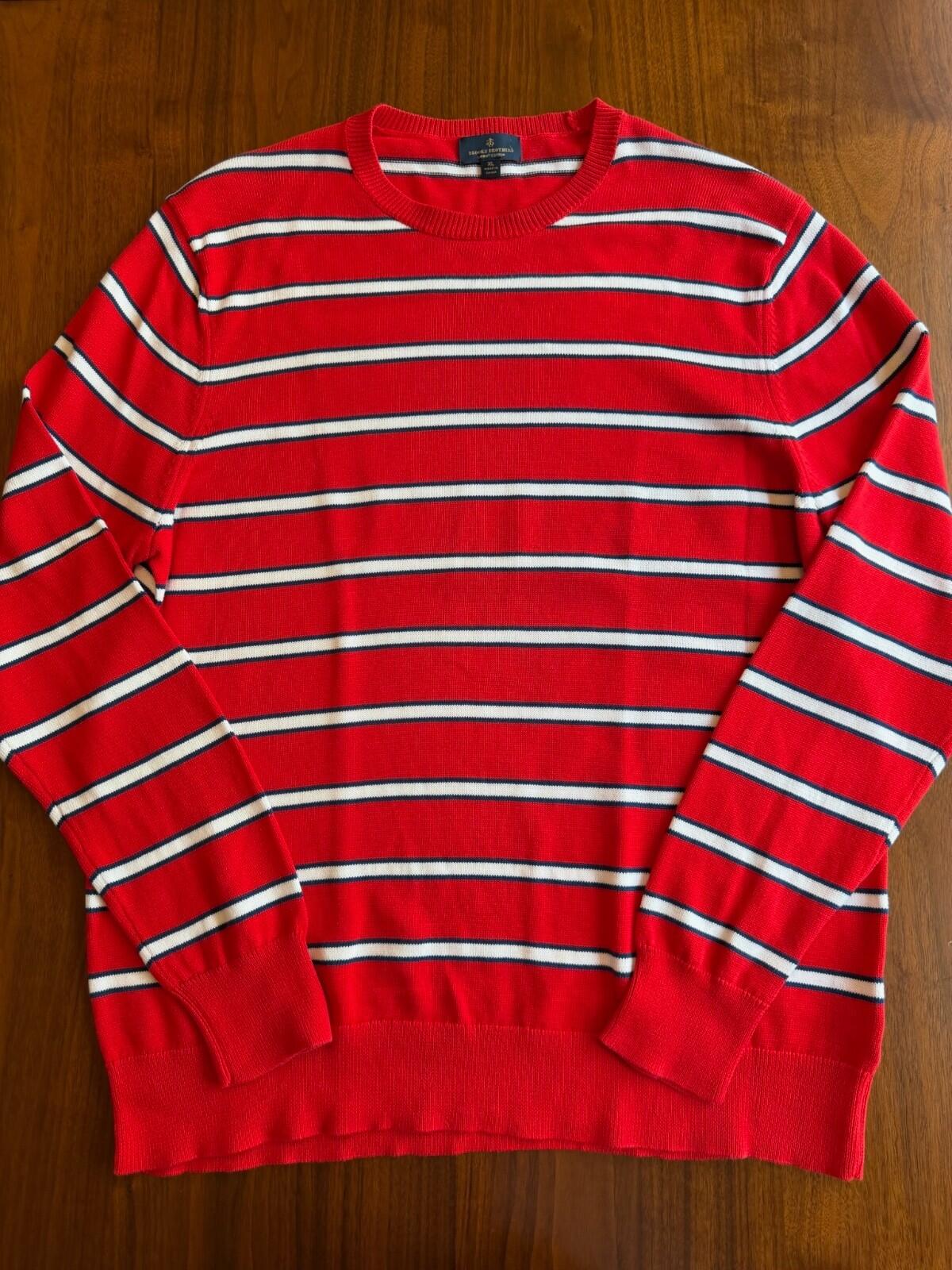 Brooks Brothers Supima Cotton Red Striped Crewneck - Size XL