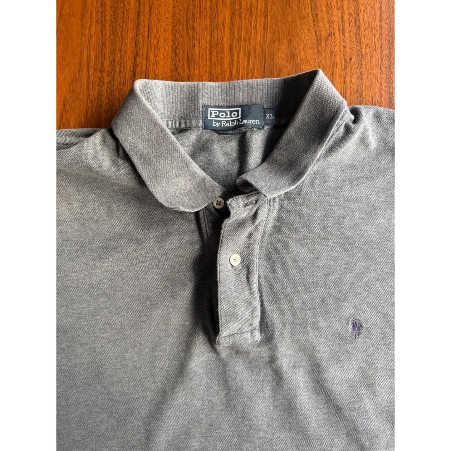 Vintage Polo Ralph Lauren Grey Pique Short Sleeve Polo Shirt - Men's XL