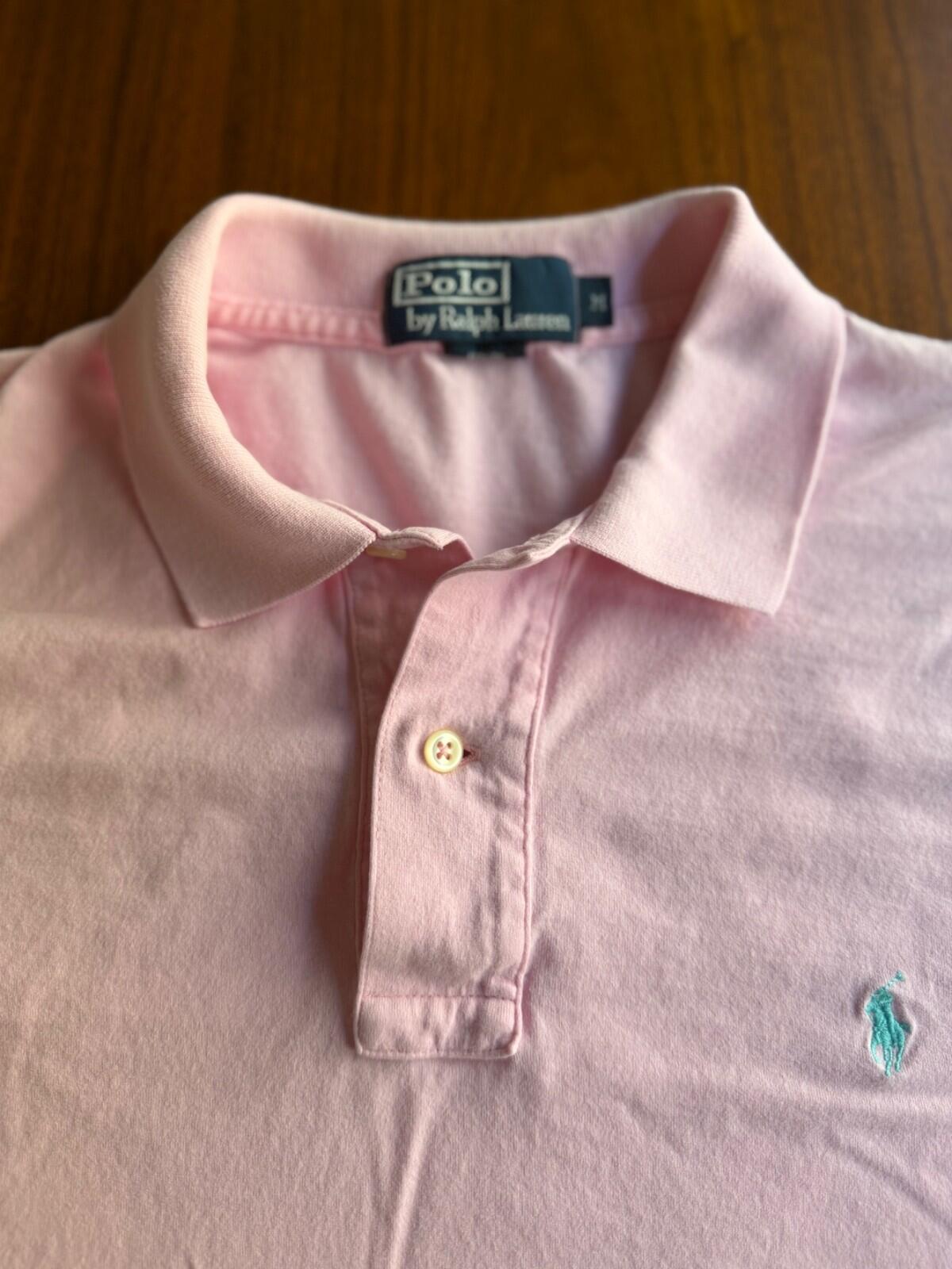 Vintage Polo Ralph Lauren Pink Mesh Pique Cotton Polo Shirt Medium