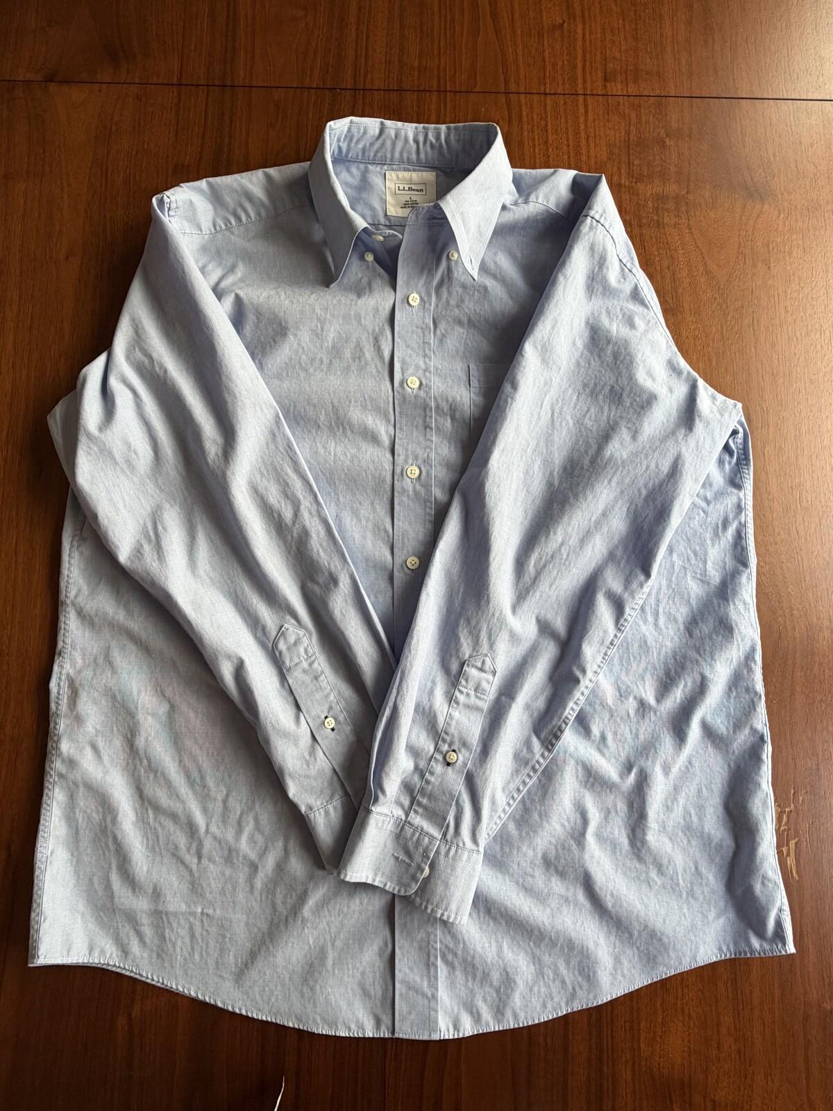 L.L.Bean Men's Light Blue Long Sleeve Button-Down Shirt - Size L