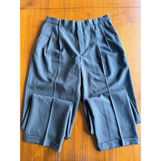 Vintage Lands' End Men's Pleated Cuffed Dress Pants Navy - 33