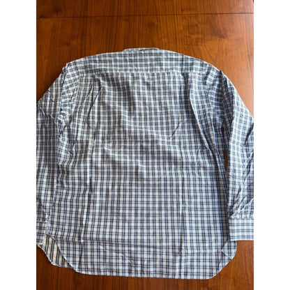 Billy Reid Men's L Full Cut Blue Plaid Long Sleeve Button Down Shirt