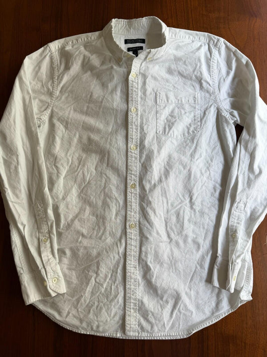 Banana Republic Grant Fit Cotton Stretch Oxford Shirt White Tall Large