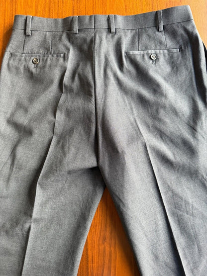 Lauren Ralph Lauren Grey High Performance Wool Pleated Cuffed Dress Pant - 36x30