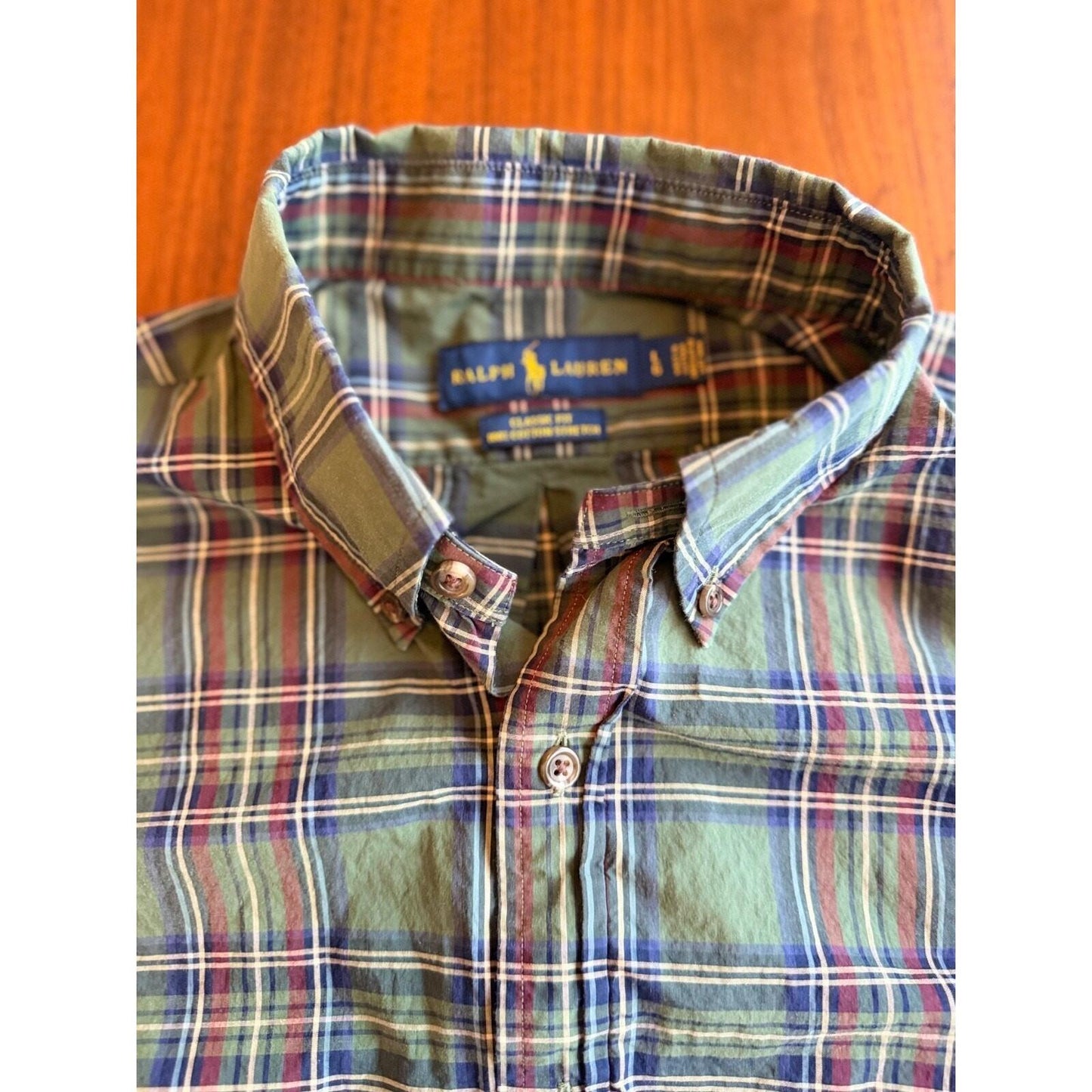 Polo Ralph Lauren Men's Classic Fit Green Plaid Button Down - Size Large