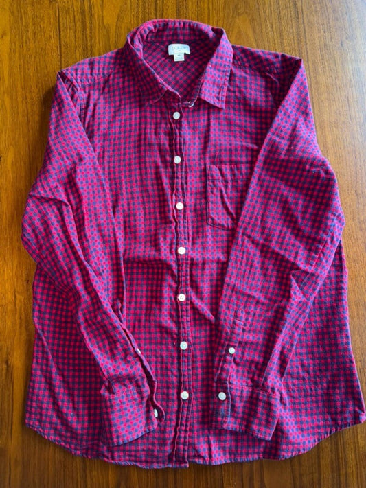 J.Crew Women's Red and Blue Gingham Button-Down - Size M