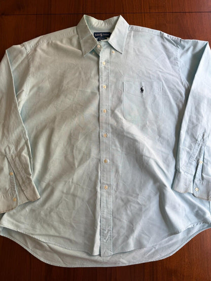 Polo Ralph Lauren Men's "Big Shirt"  Long Sleeve Oxford Mint Green - Size XL