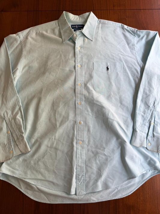 Polo Ralph Lauren Men's "Big Shirt"  Long Sleeve Oxford Mint Green - Size XL