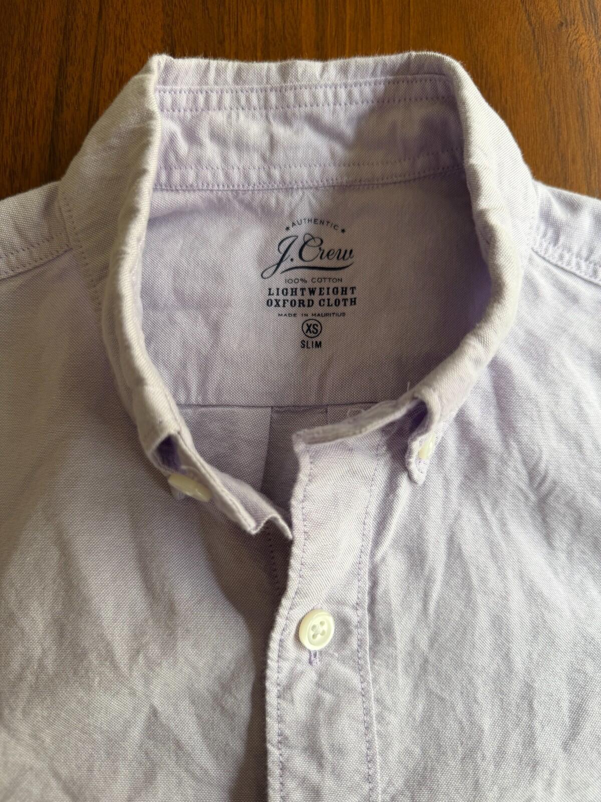 J.Crew Men's Lightweight Slim Oxford Lavender Button-Down Shirt - Size XS
