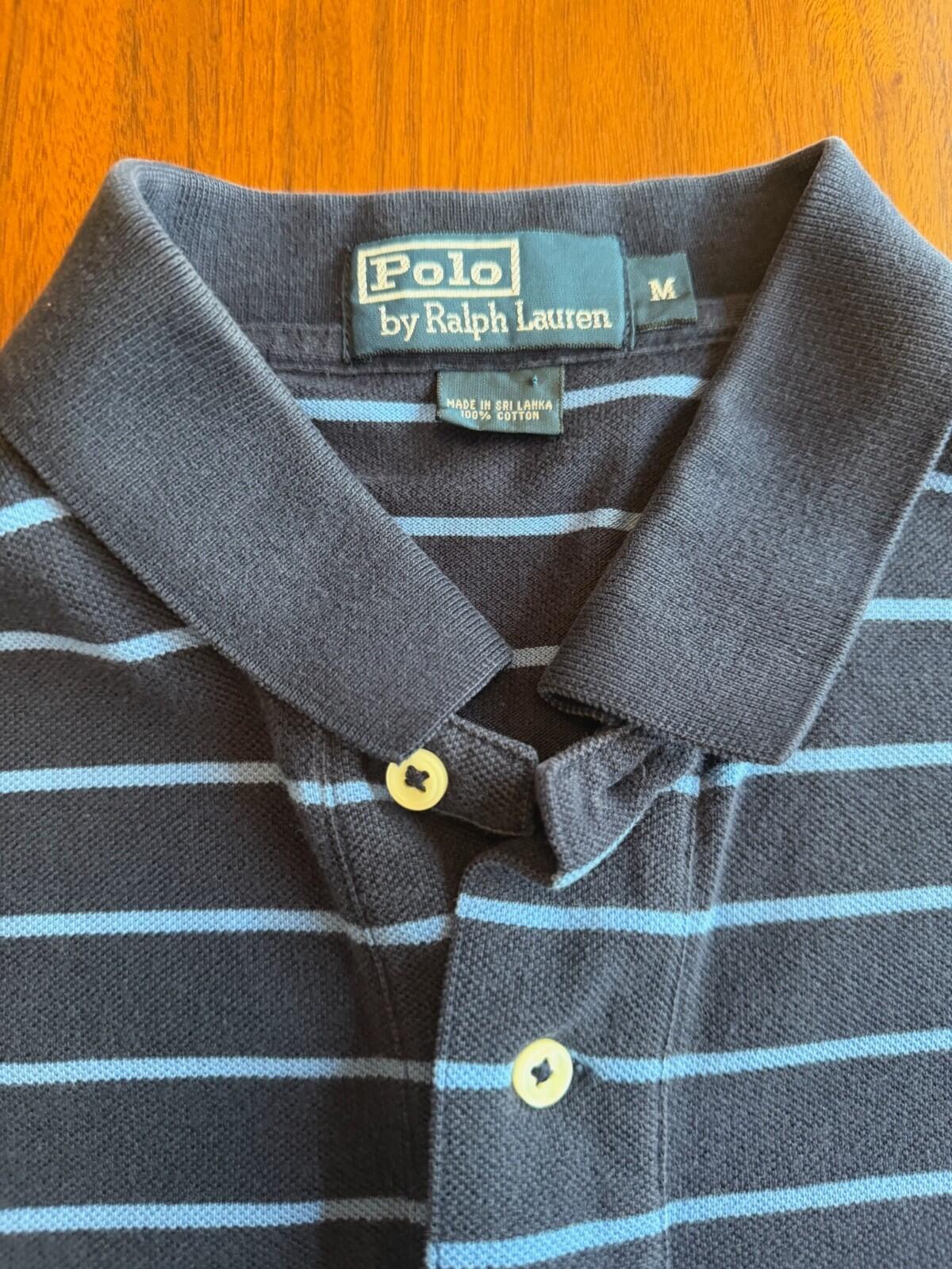 Polo Ralph Lauren Men's Medium Short Sleeve Polo - Navy/Blue Stripe