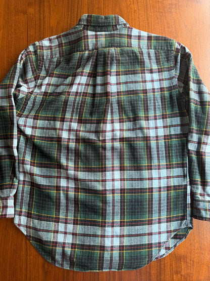 Polo Ralph Lauren Classic Fit Green Plaid Cotton Flannel Button Down Shirt Size S