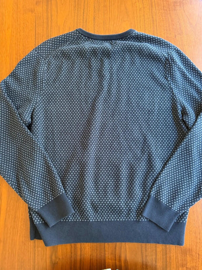 Lands' End Men's Navy Blue 100% Supima Patterned V-Neck Sweater - Size XL