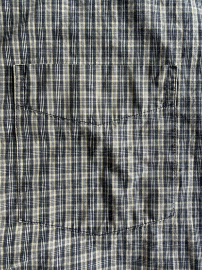 Gap Men's 00s Blue Plaid Short-Sleeve Button-Down - Size L