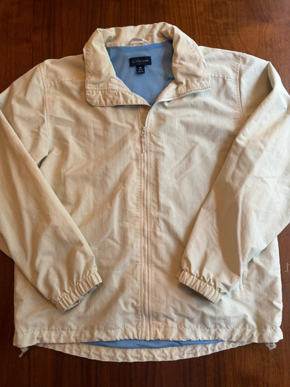 Lands' End Men's Cream Lightweight Windbreaker Mesh Lined - Size M