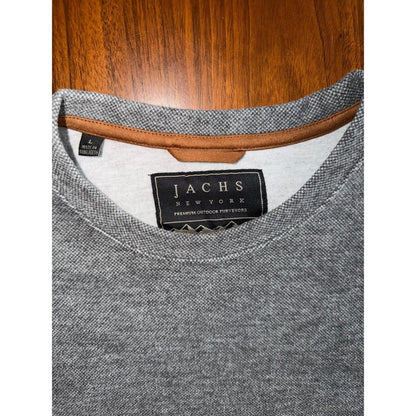 Jachs New York Men's Heathered Grey Textured Fleece Crewneck Sweater - Size L