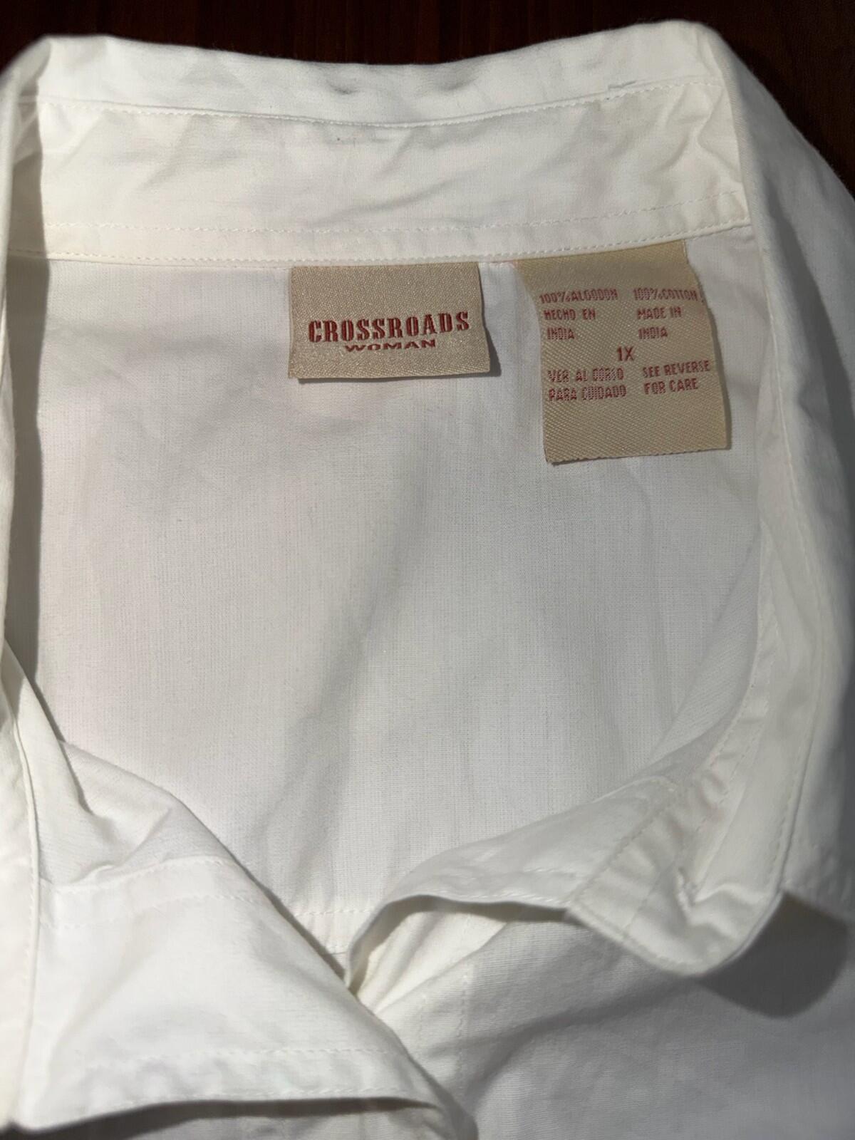 Crossroads Women's Button Up Work Shirt White - Size 1X