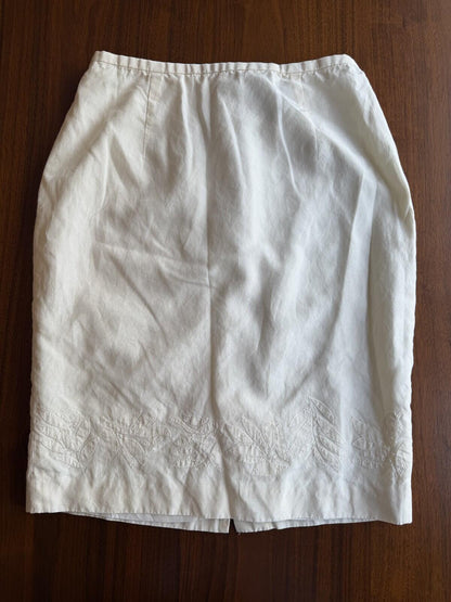 Ann Taylor Women's Silk Blend White Beaded Pencil Skirt - Size 2