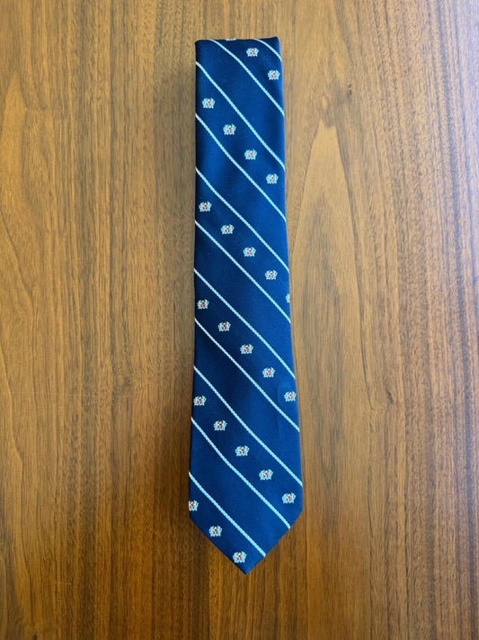 Carlo Martini Navy Blue Striped Coat of Arms Crest Men's Tie