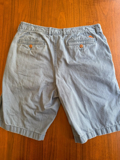 Tommy Bahama Relax Men's Blue Chino Cotton Flat Front Shorts Size 34
