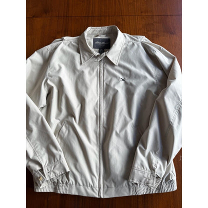 Eddie Bauer Men's Harrington Bomber Jacket Tan Khaki Full Zip - Size Large Tall