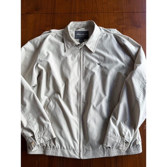 Eddie Bauer Men's Harrington Bomber Jacket Tan Khaki Full Zip - Size Large Tall