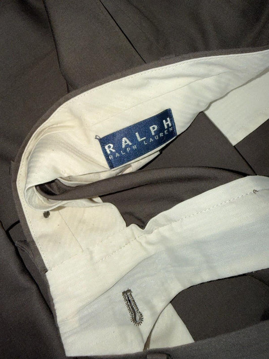 Ralph Lauren Men's Pleated Wool Dress Trousers Brown - Size 40x30