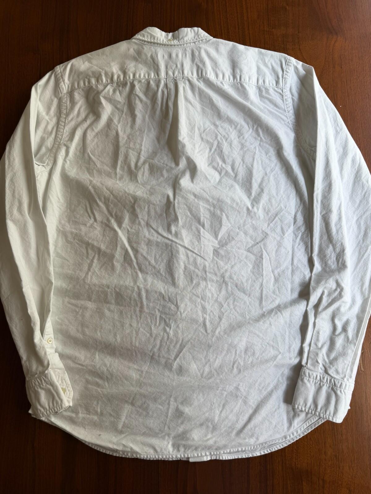 Banana Republic Grant Fit Cotton Stretch Oxford Shirt White Tall Large