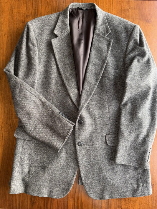 Vintage Robert Stock Men's Grey Textured Tweed Sport Coat - Size 40R