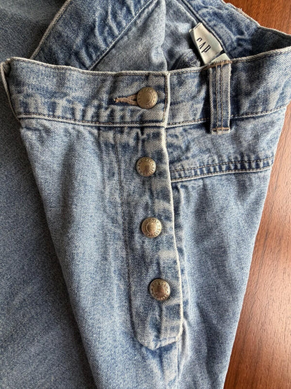 Vintage Gap Women's Denim Side-Button Skirt - Size 10