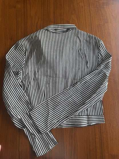 Vintage Breakin' Loose Women's Striped Zip-Up Cropped Jacket - Size 13/14