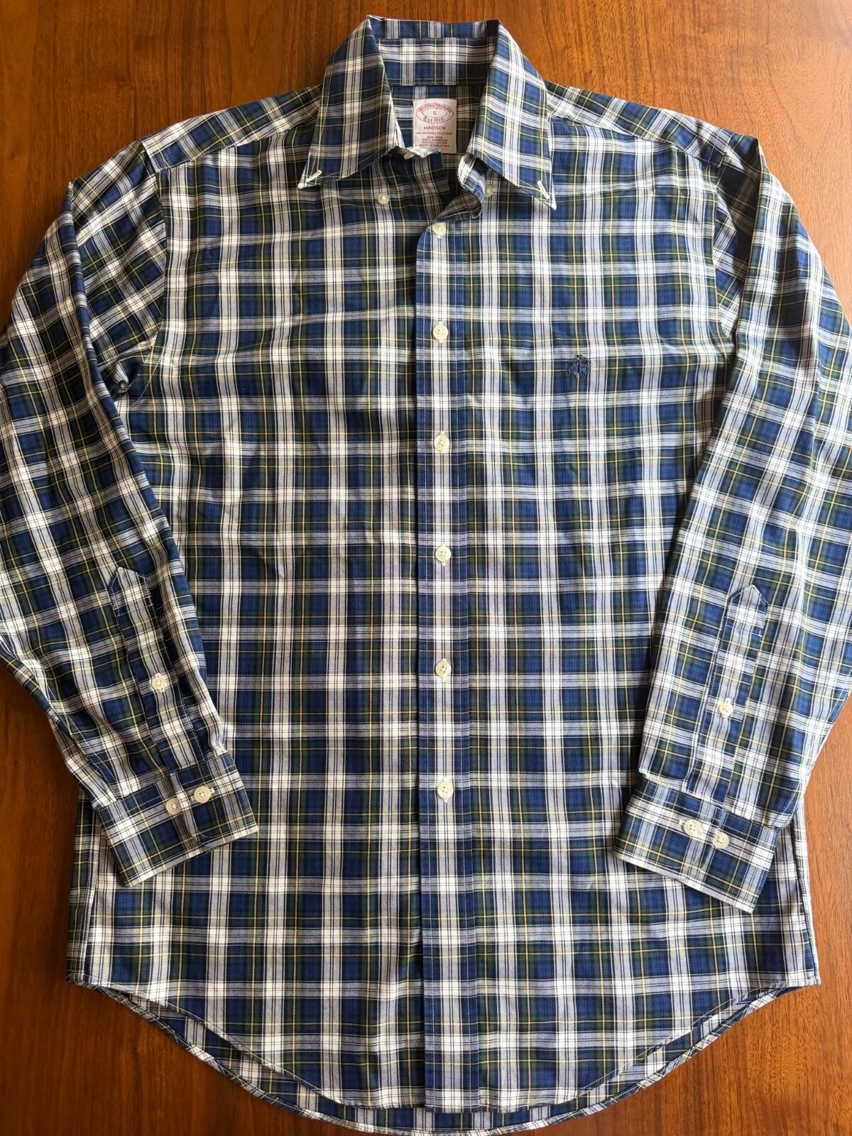 Brooks Brothers Madison Fit Non-Iron Supima Cotton Plaid Shirt Size S