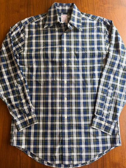 Brooks Brothers Madison Fit Non-Iron Supima Cotton Plaid Shirt Size S