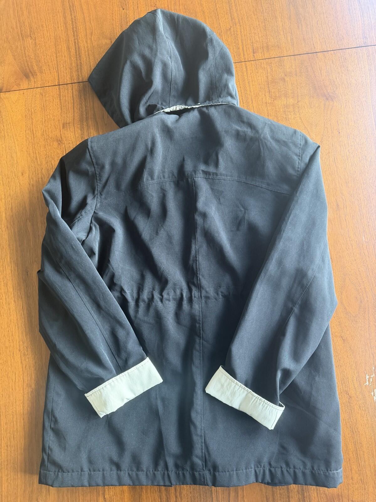 Liz Claiborne Women's Black Hooded Rain Jacket w/Tan Accents - Size XLP