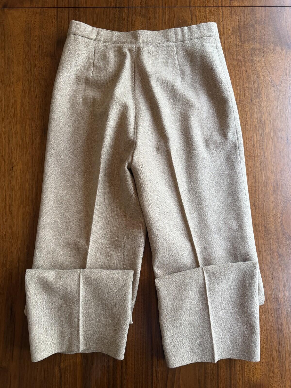 Vintage Jantzen Women's High Waisted Heathered Tan Wool Blend Trousers - Size 12