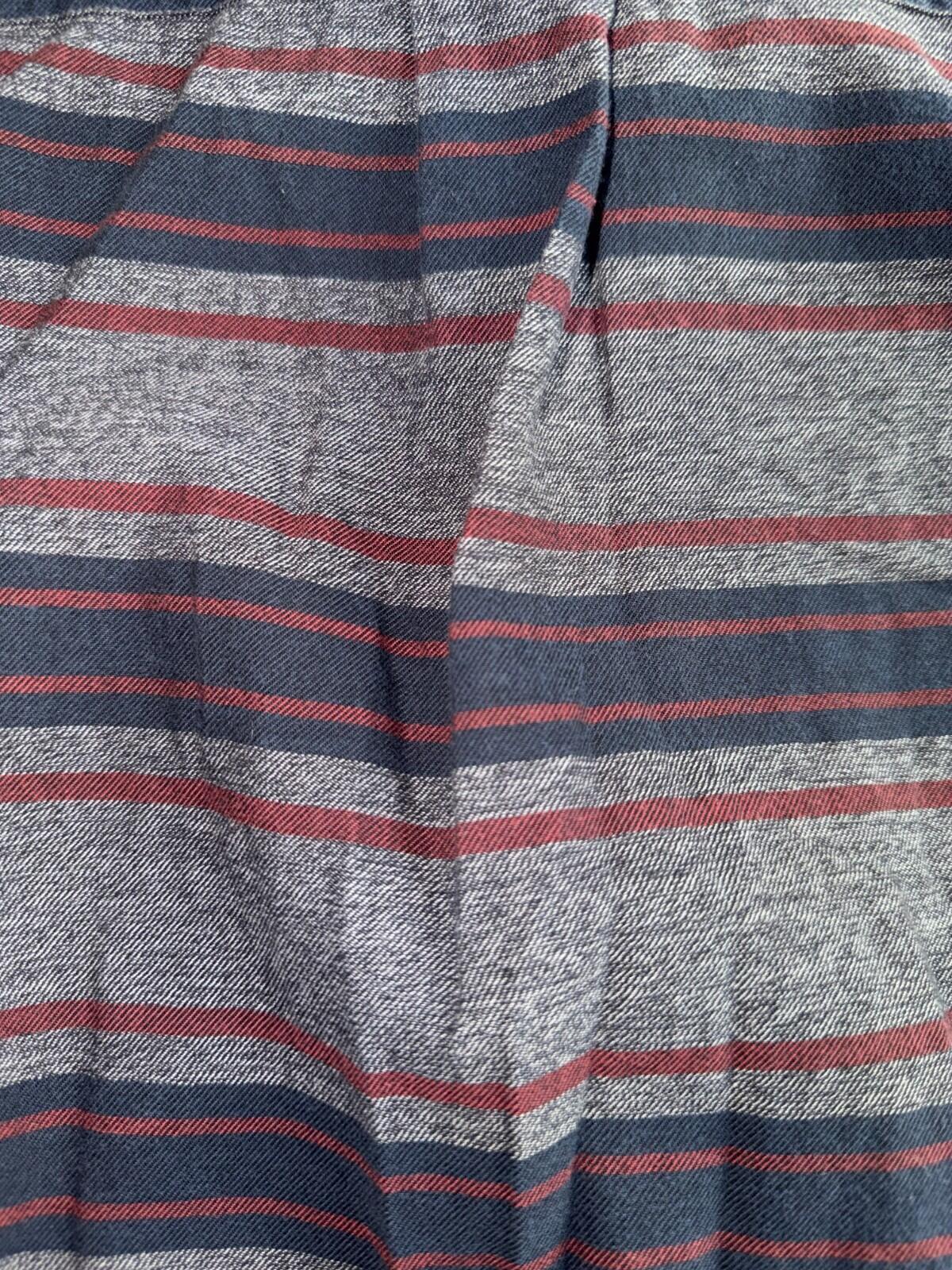 J.Crew Men's Gray/Navy/Burgundy Striped Button-Down Workshirt - Size M