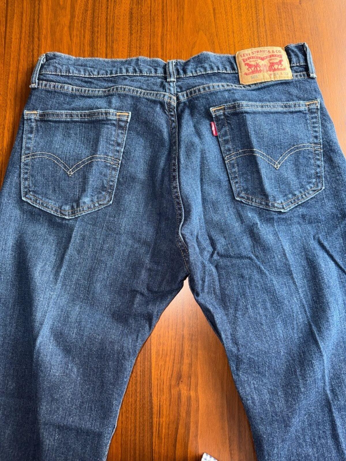 Levi's Men's 505 Regular Fit Straight Leg Dark Wash Jeans - Size 34x32