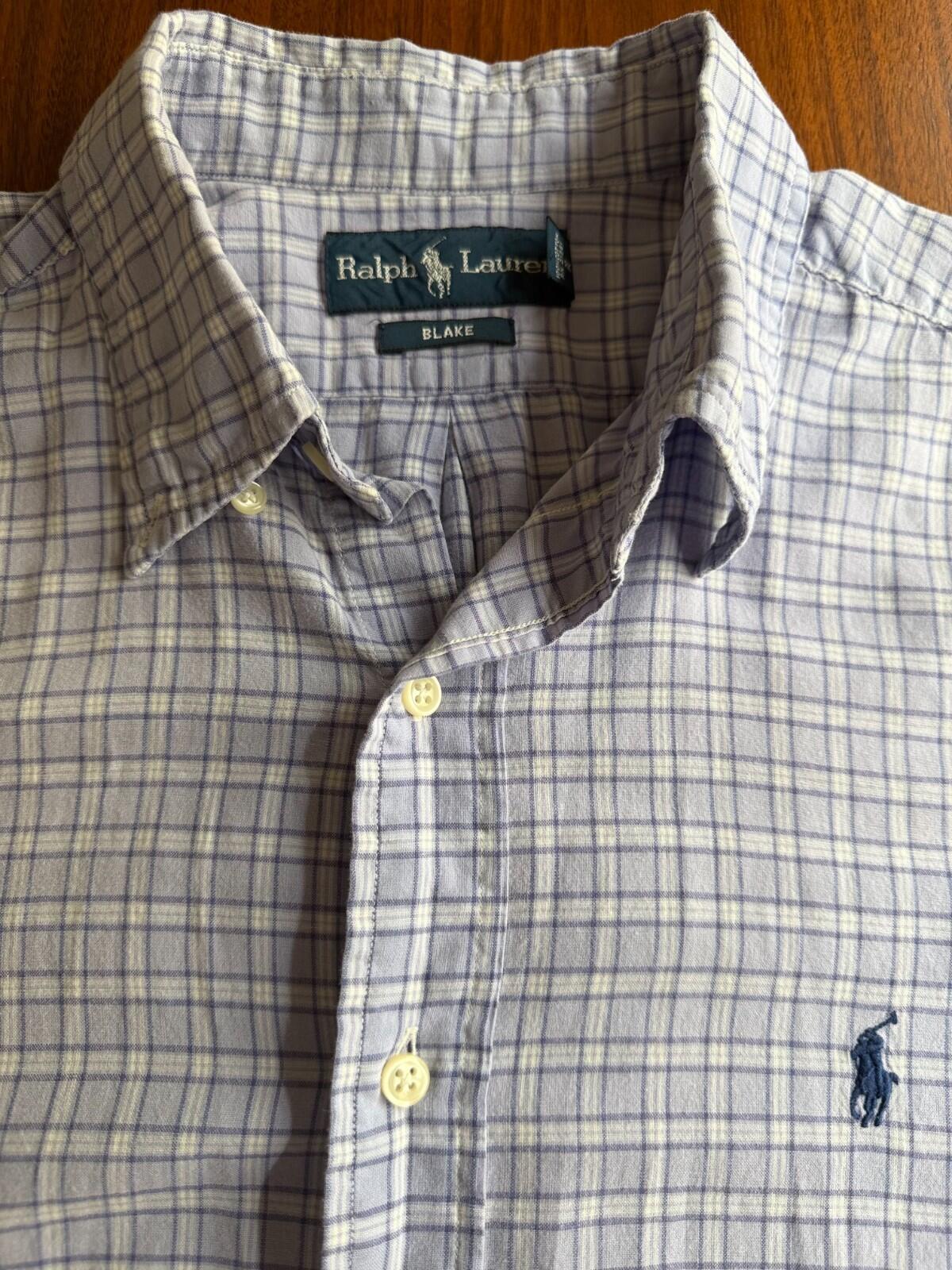 Polo Ralph Lauren Blake Men's Short Sleeve Plaid Shirt Lavender/Blue - Size  L