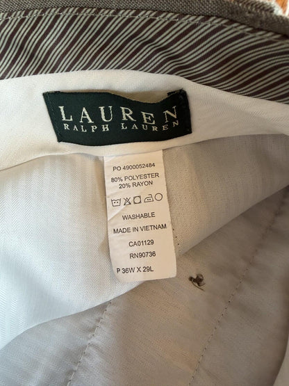 Lauren Ralph Lauren Men's Pleated Cuffed Dark Tan Dress Pants - Size 36x29