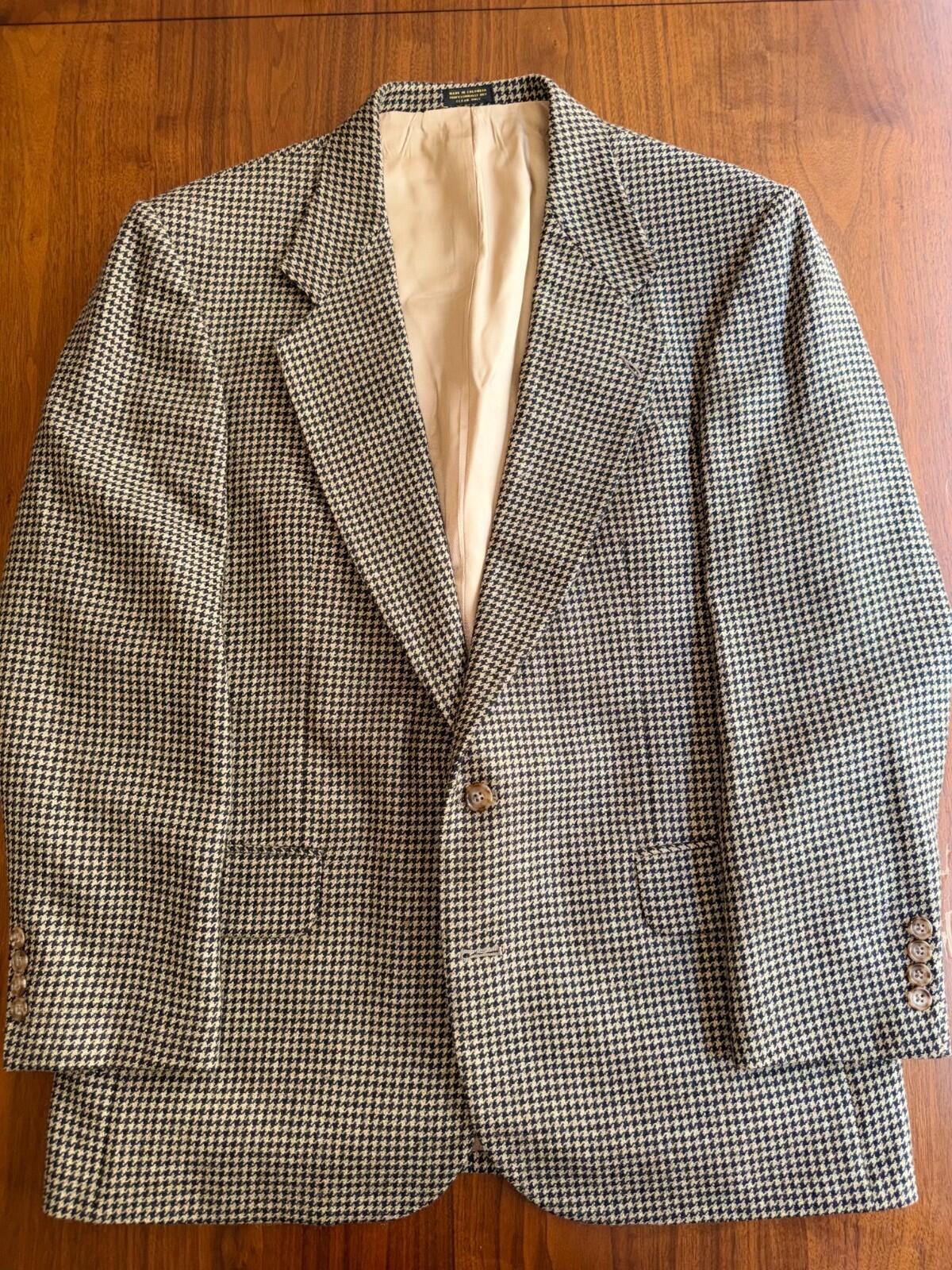 Oscar de la Renta Vintage Houndstooth Wool Tweed Sport Coat 43R