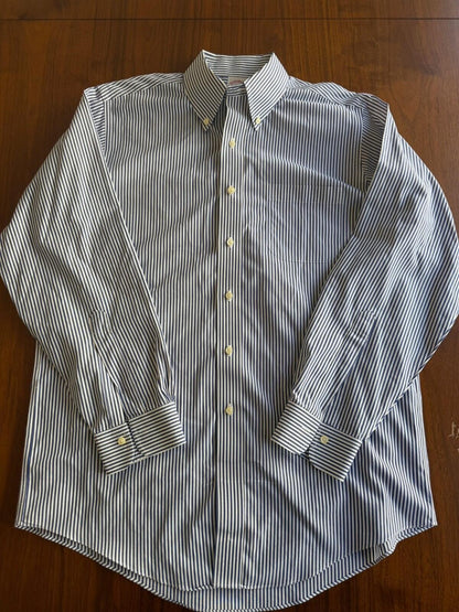 Brooks Brothers Navy Bengal Stripe Men's Button-Down Dress Shirt - Size 15.5-33