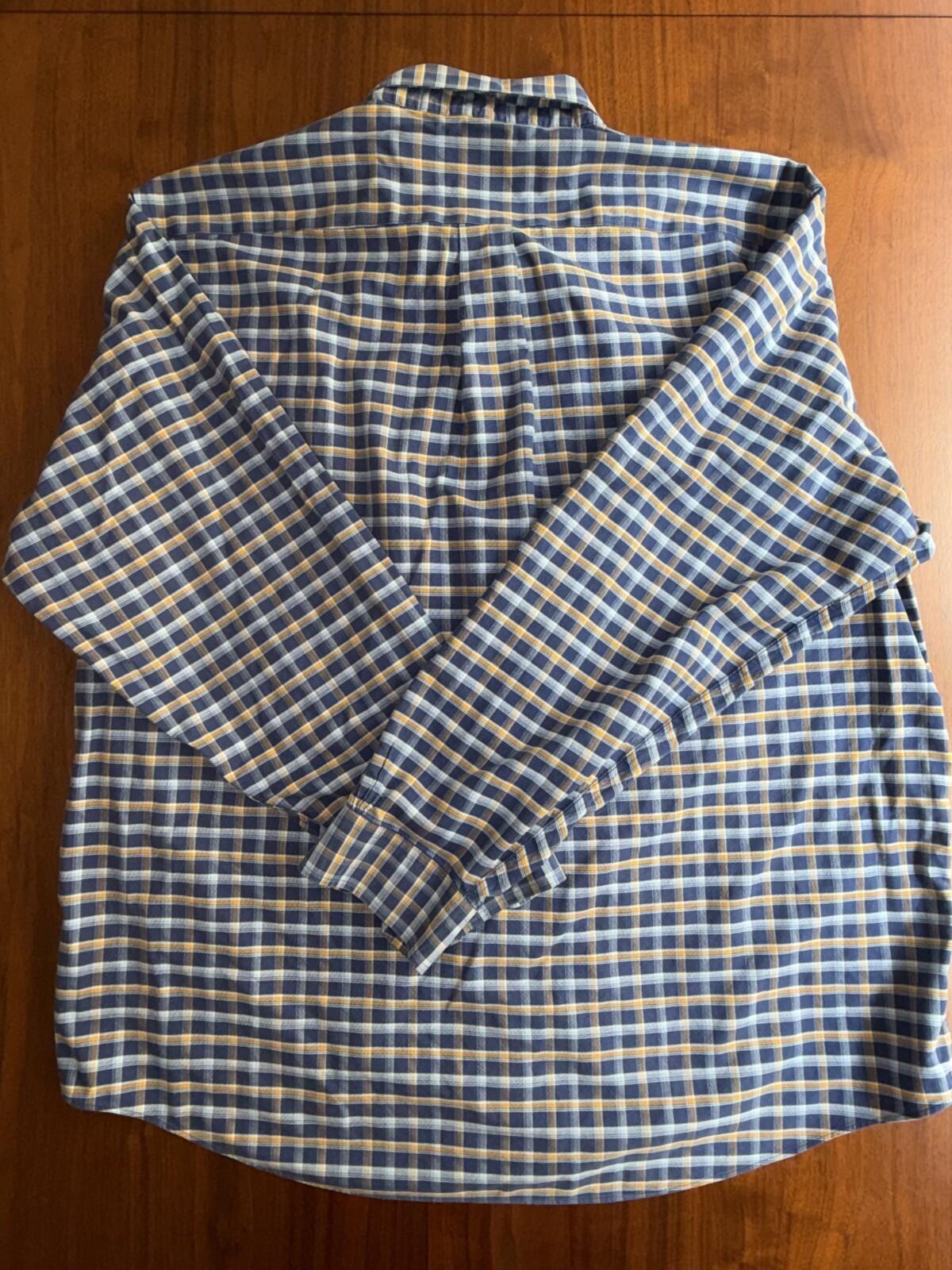 Brooks Brothers Men's Regular Fit Blue & Yellow Plaid Button-Down - Size XL