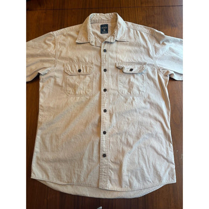 RedHead Men's Tan Short Sleeve Button Up Casual Work Shirt - Size M