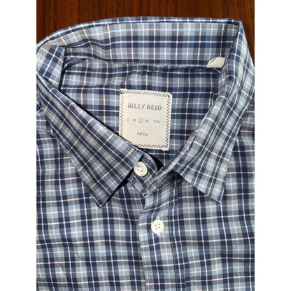 Billy Reid Men's L Full Cut Blue Plaid Long Sleeve Button Down Shirt