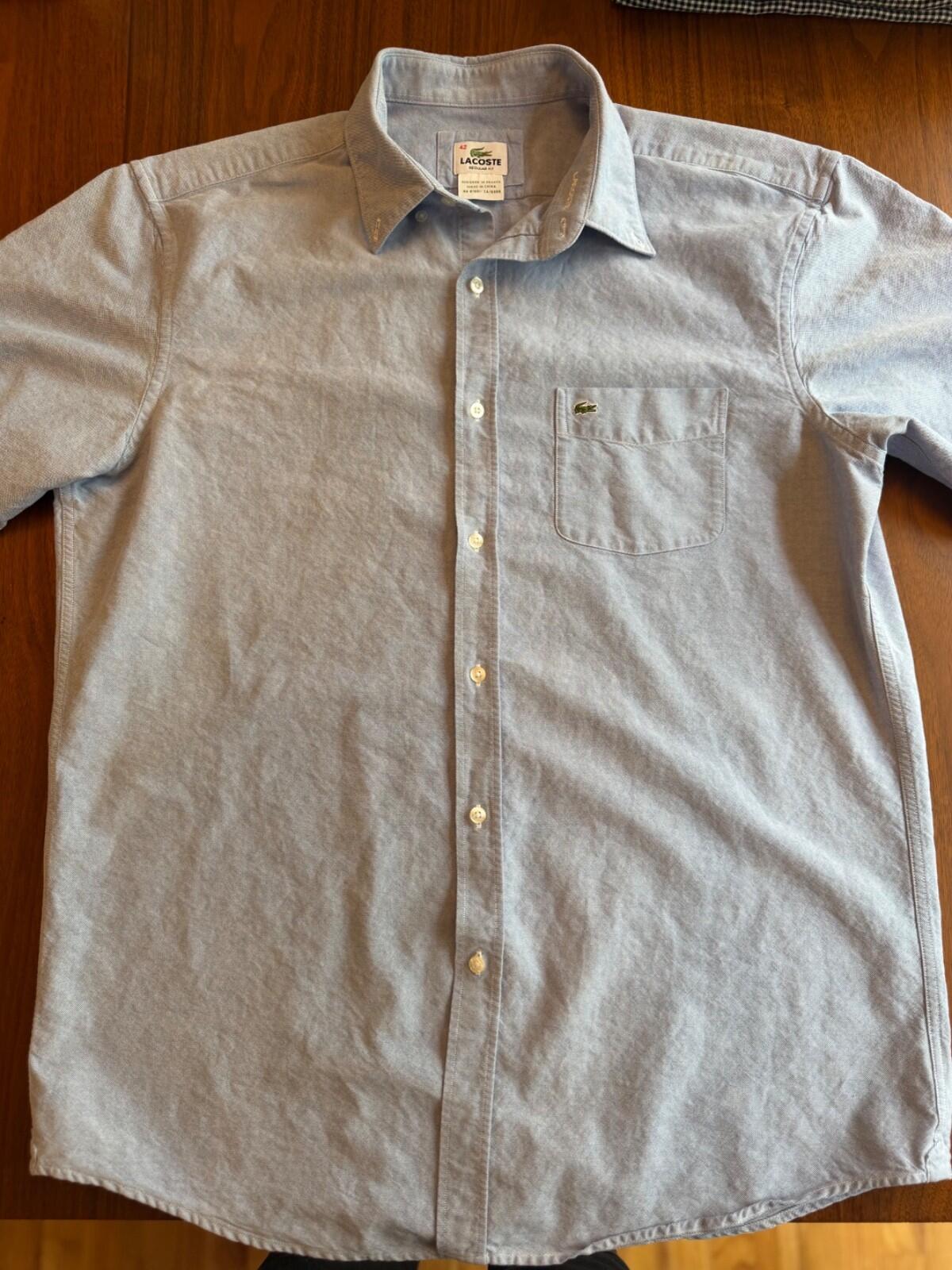 Lacoste Men's Regular Fit Short Sleeve Oxford Button Down Shirt - Size 42