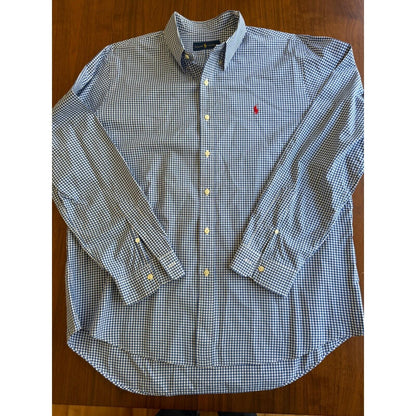 Polo Ralph Lauren Men's Blue/White Gingham Button Down Shirt - Size XL