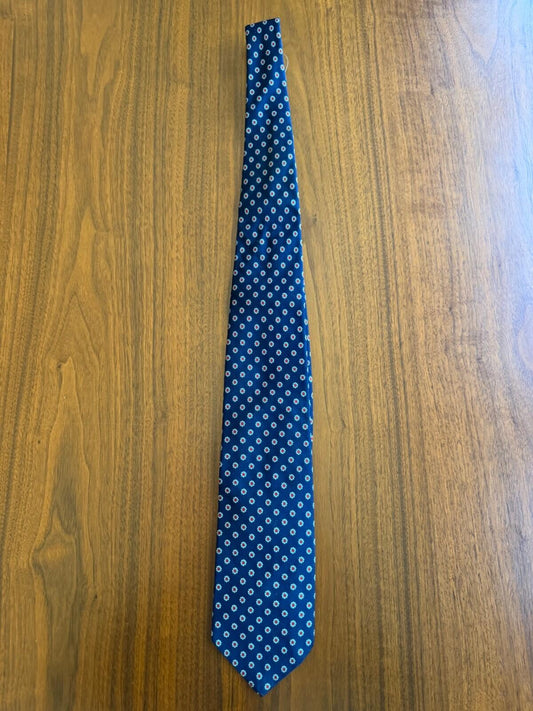 Burt Pulitzer for Career Shop Rich's Navy Blue Floral Medallion Silk Blend Tie