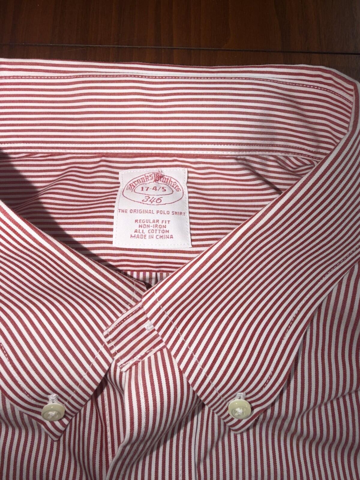 Brooks Brothers 346 Men's Red Striped Dress Shirt - Size 17-35